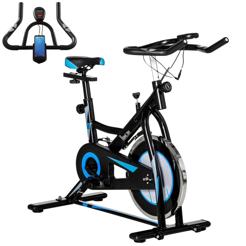 HOMCOM Stationary Exercise Bike 8kg Adjustable Flywheel Indoor Cycling Machine with LCD Monitor Black Aosom UK