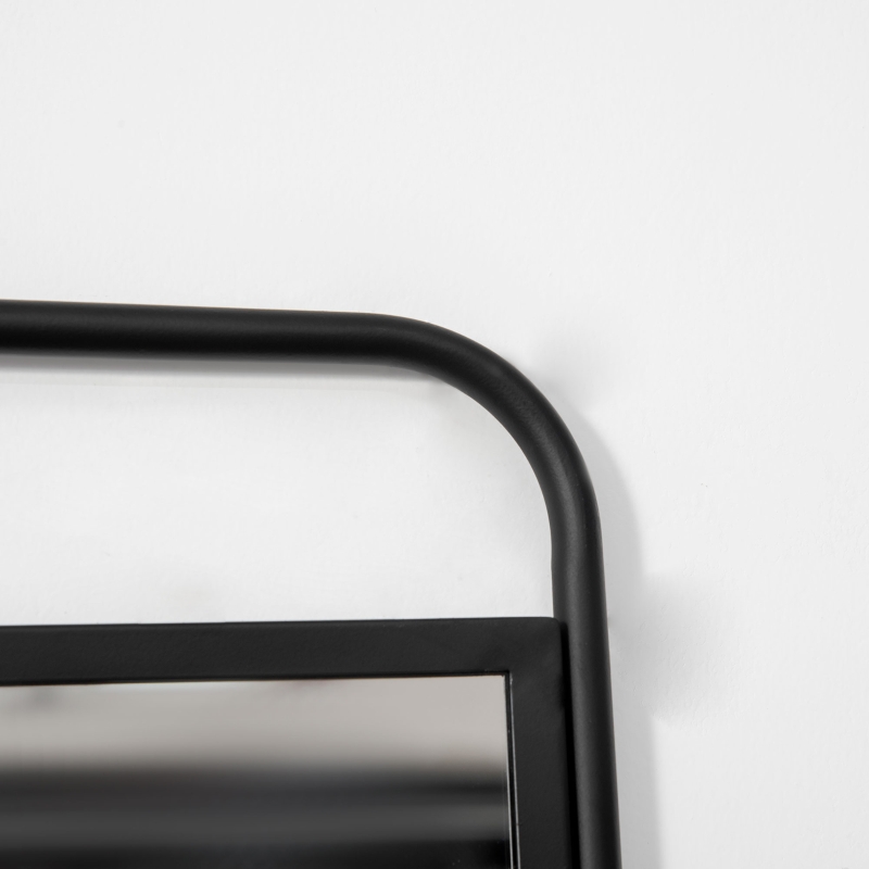 HOMCOM Specchio da Parete con Mensola Inferiore e Struttura in Metallo, 36.2x12x71.7cm, Nero