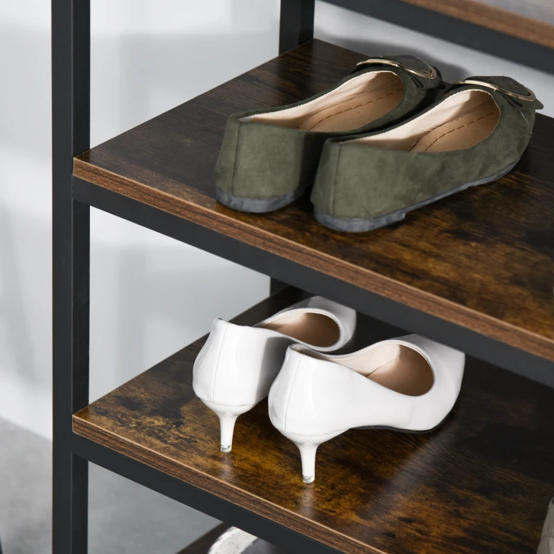 HOMCOM Scaffale Stile Industriale 4 Ripiani, Mobile Libreria per Soggiorno, Ingresso, Camera da Letto, Metallo e Legno, Marrone, 100x30x72cm