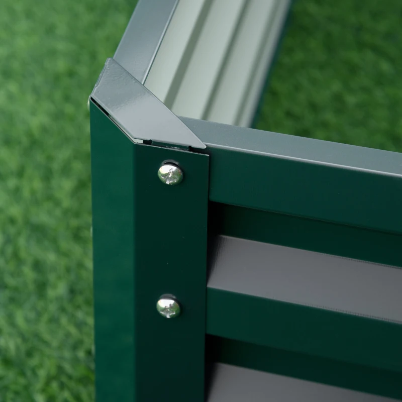Outsunny Gartenbeet, Pflanzkasten mit Stahlgehäuse, Grün, 120 x 120 x 30 cm
