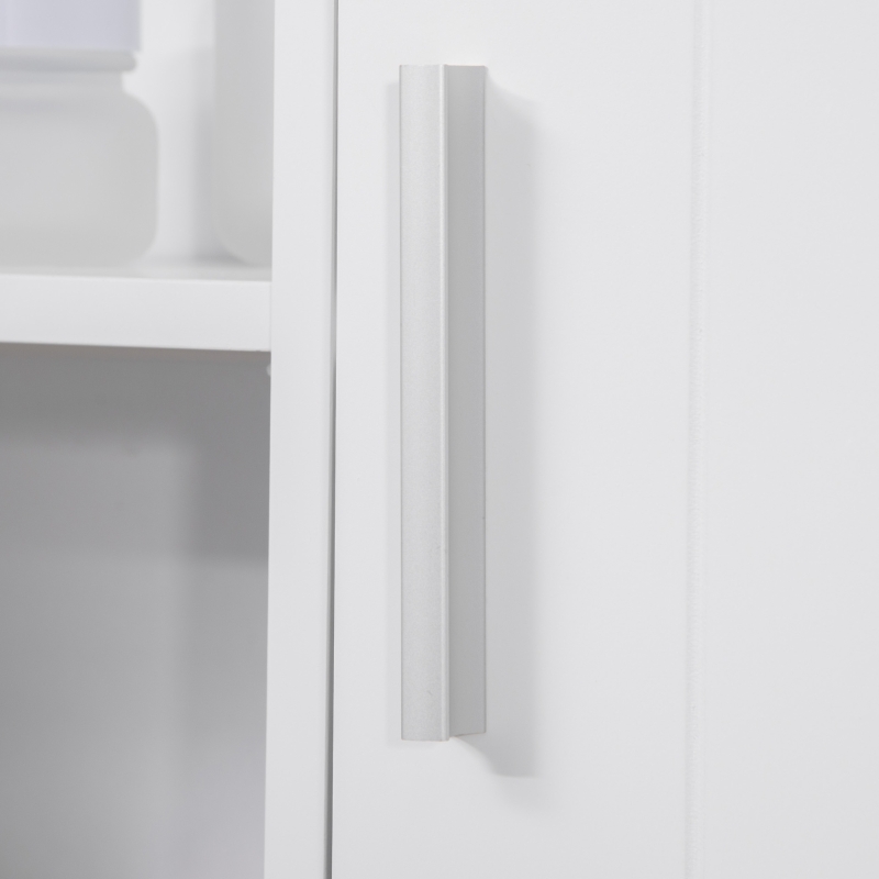 kleankin Armoire murale miroir de salle de bain avec portes et étagère réglable - dim. 54L x 15,2l x 55,3H cm blanc
