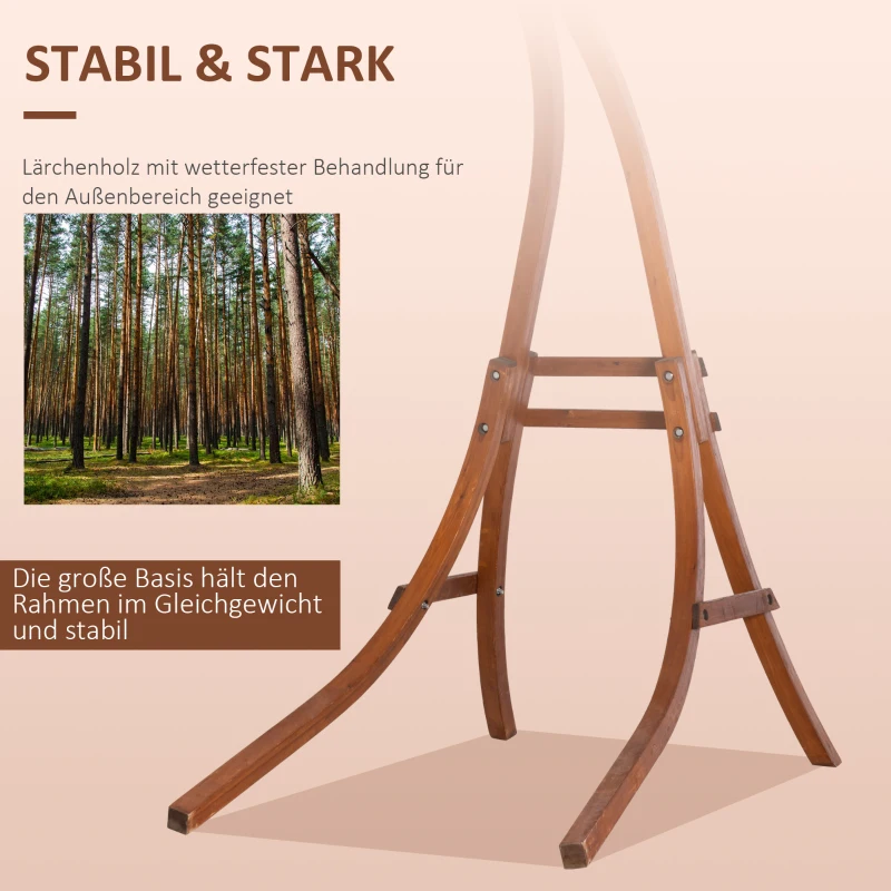 Outsunny Hängestuhlgestell aus Lärchenholz Hängesesselgestell Hängestuhl Ständer max. 120 kg freistehend Outdoor Indoor Natur 127 x 162 x 211 cm