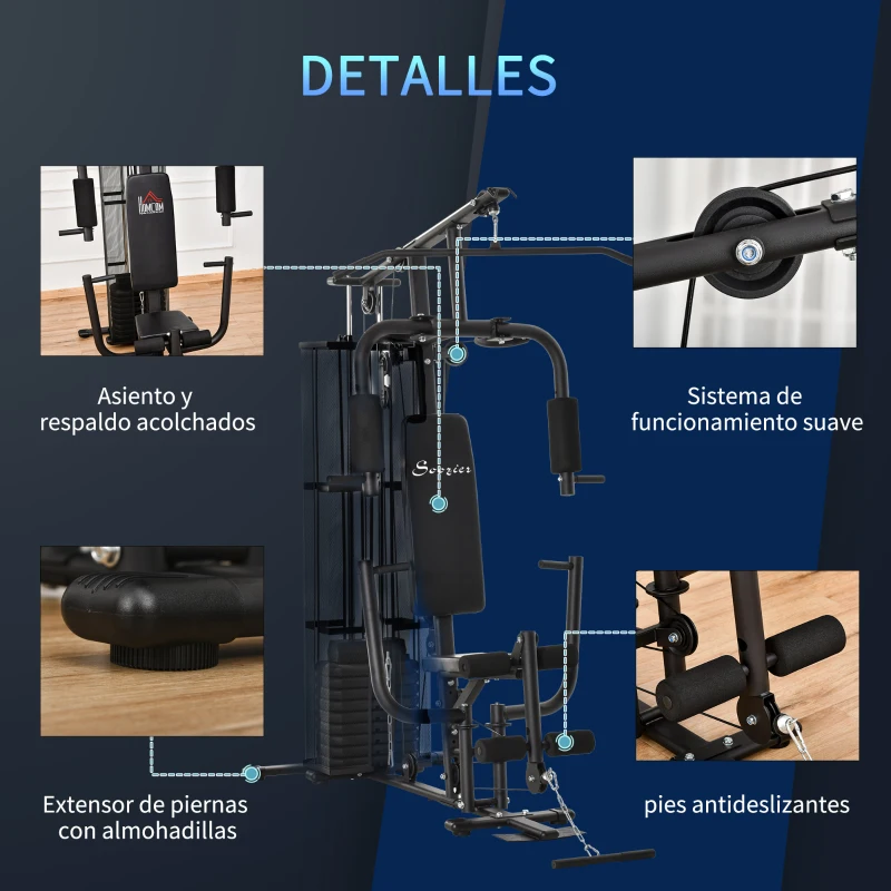 HOMCOM Máquina de Musculación con Estribo para Piernas Placas de Peso de 45 kg Carga Máx. 120 kg 150x110x210 cm Negro