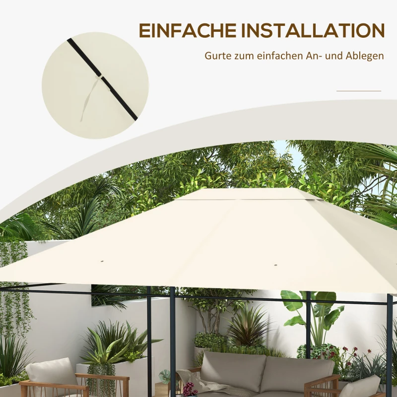 Outsunny Ersatzdach Pavillon Pavillon-Baldachin, wetterbeständig, 397 x 297 cm, Creme
