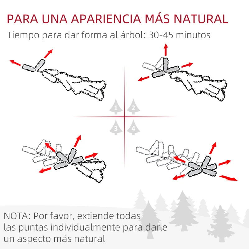 HOMCOM Árbol de Navidad de 180 cm Árbol Artificial 1000 Puntas para Decoración Navideña de Plástico Metal Ø120x180 cm Verde
