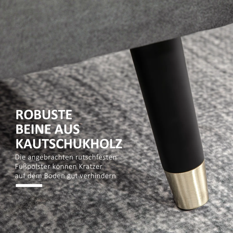 HOMCOM Sitzbank, Polsterbank mit Stauraum, Truhenbank, Metall, Schaumstoff, Kautschukholz, Kohlegrau, 110 x 43 x 45 cm