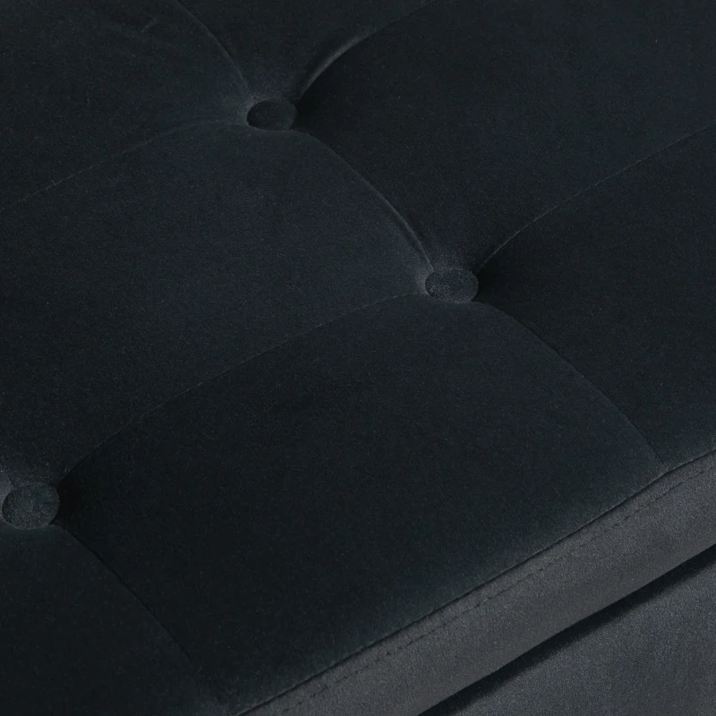 HOMCOM Sitzbank mit Stauraum und Armlehnen, Truhenbank, samtartiges Polyester, Kautschukholz, Dunkelgrau, 107 x 42 x 65 cm