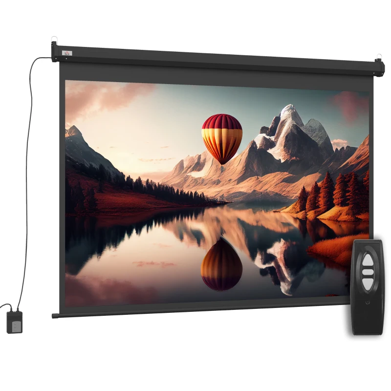 HOMCOM Schermo per Proiettore 89" Formato 4:3 Regolabile con Telecomando, 171x130cm, Nero