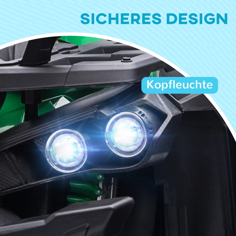 HOMCOM Elektroquad für Kinder, Licht & Musikanschluss, 3-8 km/h, für 3-5 Jahre, Grün(m-6)