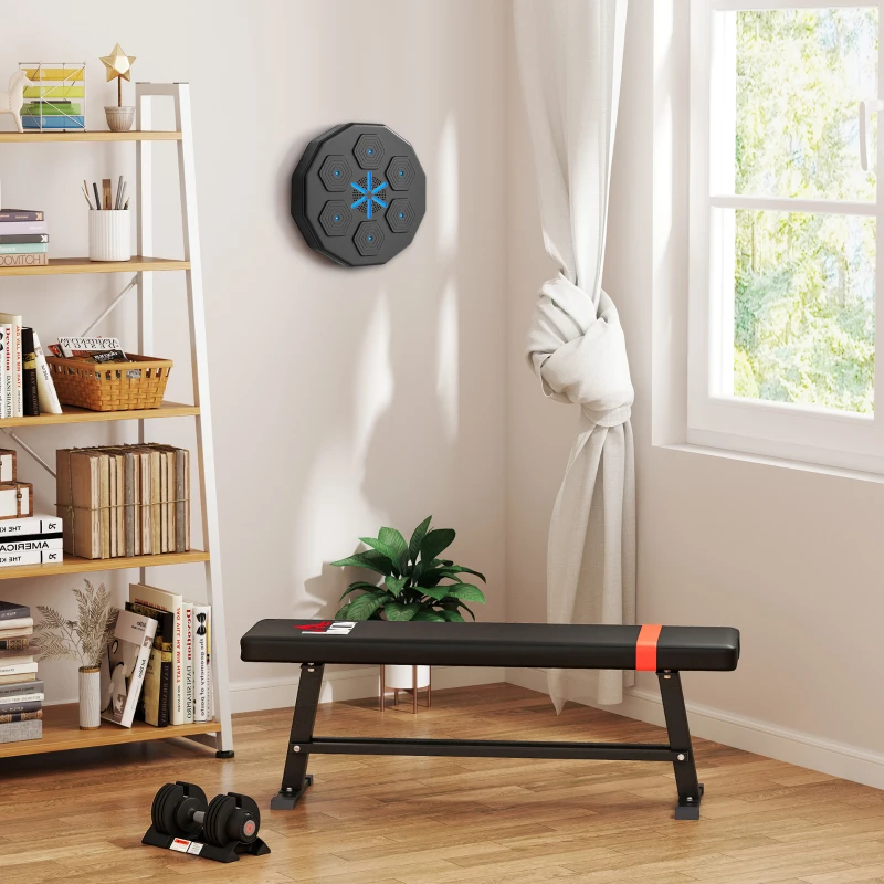 HOMCOM Multifunktion Hantelbank Kraftstation Gewicht bis 150 kg Trainingsbank Metall Kunstleder Schwarz 118 x 36 x 44 cm