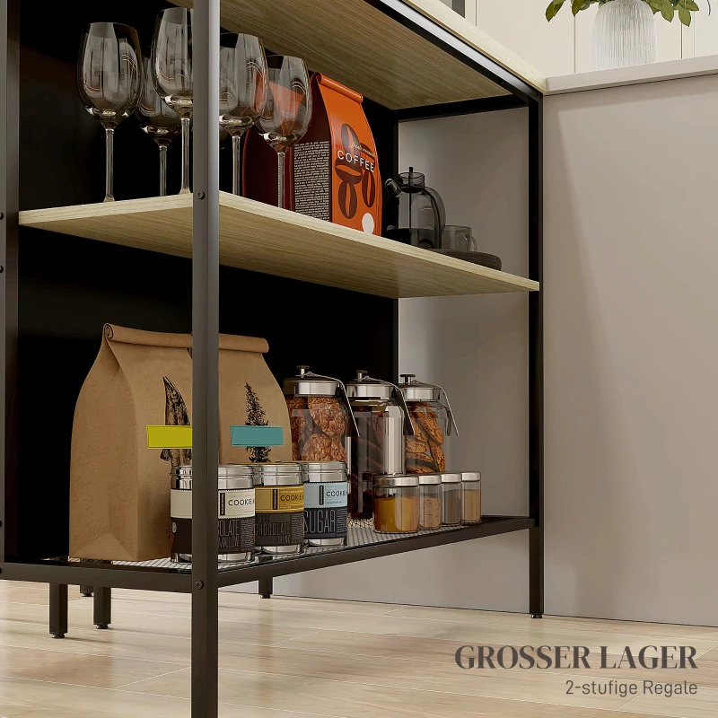 HOMCOM Bar-Set, 2 Barstühle & 1 Bartisch, fleckenresistent, stabil, Stahlrahmen, Schwarz/Eiche