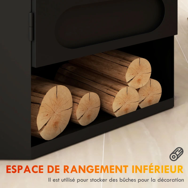 HOMCOM Cheminée à l'éthanol sur pieds réservoir 1,2L environ 3h de durée de combustion couverture 20-25 m² 43 x 25 x 68 cm noir(m-6)