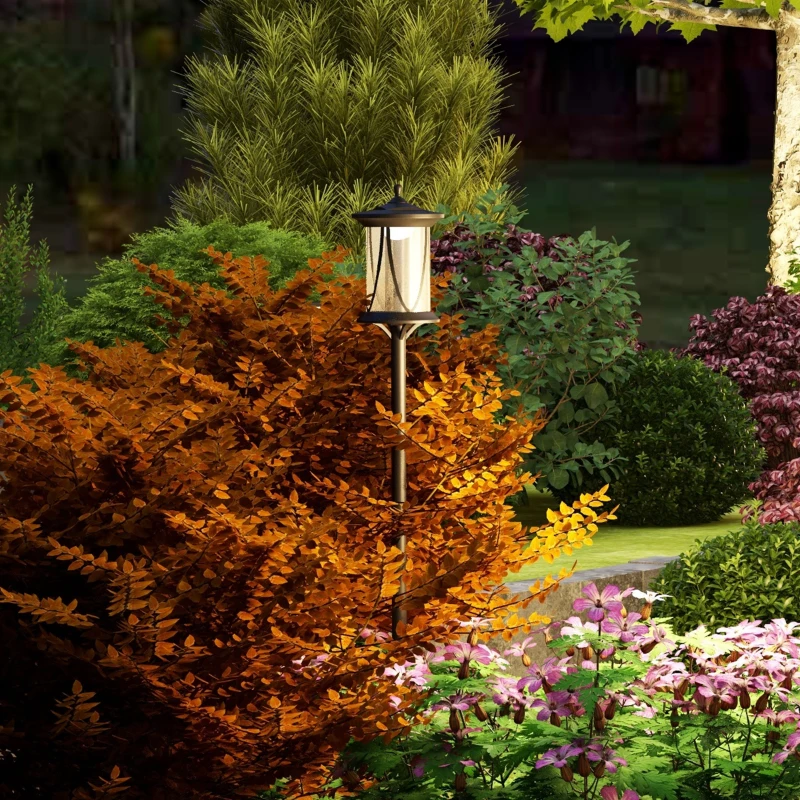 Outsunny Solar-Außenleuchte, LED, Automatikbetrieb, wetterfest, 6h Leuchtdauer, 17B x 17T x 127Hcm, Schwarz(m-2)