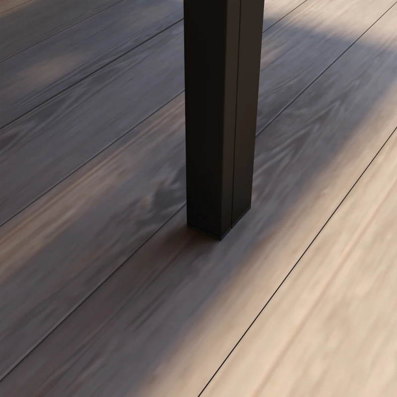 Outsunny Table de jardin pour 6 personnes en aluminium plateau composite aspect bois dim. 160L x 90l x 74H cm