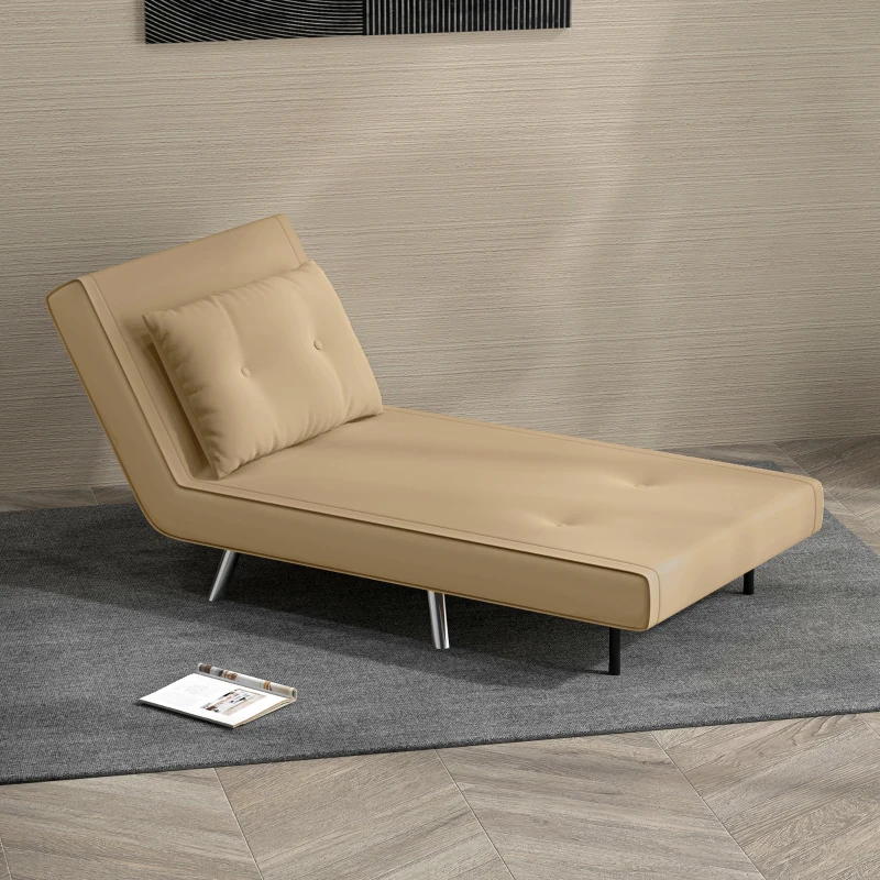 HOMCOM Liegesessel Sessel mit Liegefunktion Schlafsessel, Knopfheftung, Leinenoptik, 77 cm x 88 cm x 83 cm, Braun