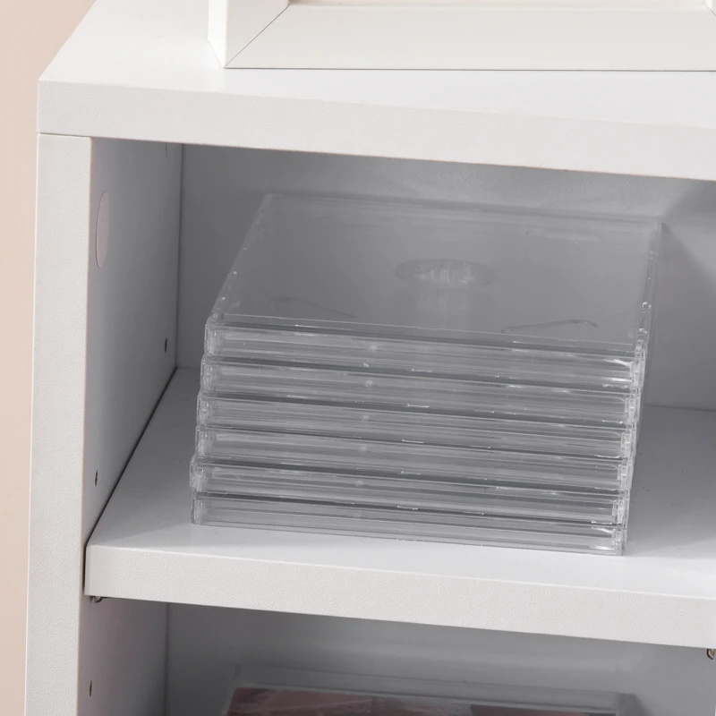 HOMCOM Lot de 2 étagères colonnes armoire de rangement CD-DVD 6 + 6 compartiments 21 x 22,5 x 88,5 cm capacité max. 204 CD blanc