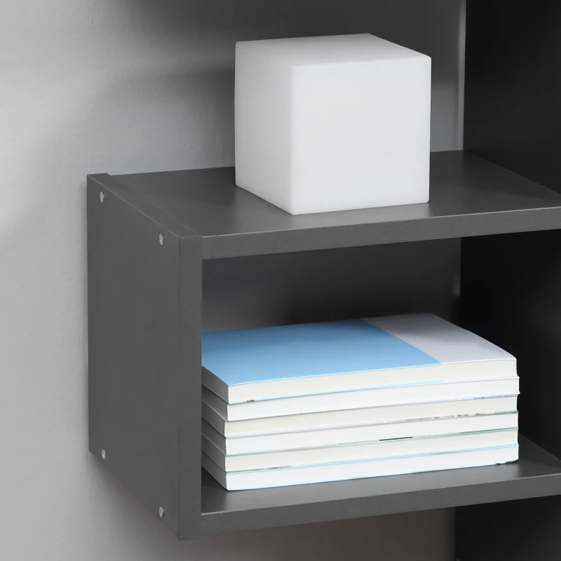 HOMCOM Libreria Moderna a 5 Livelli con 8 Ripiani Aperti in Truciolato, 120x20x171 cm, Grigia e Bianca