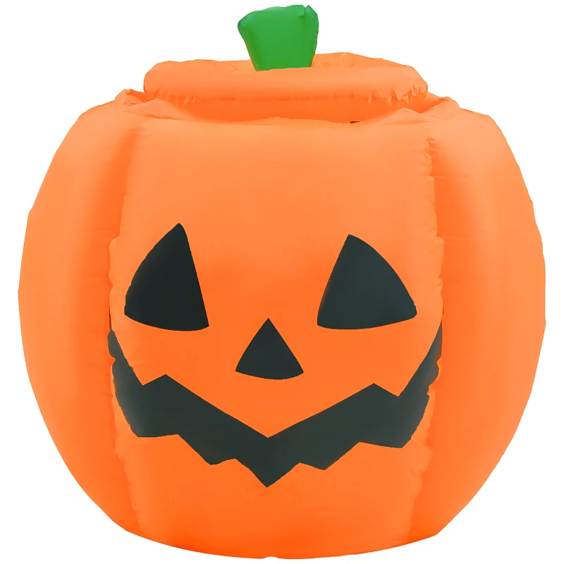 Outsunny Halloweendeko, Skelettgespenst im Kürbis, aufblasbar, LEDs, für Innen & Außen, 100x100x150 cm