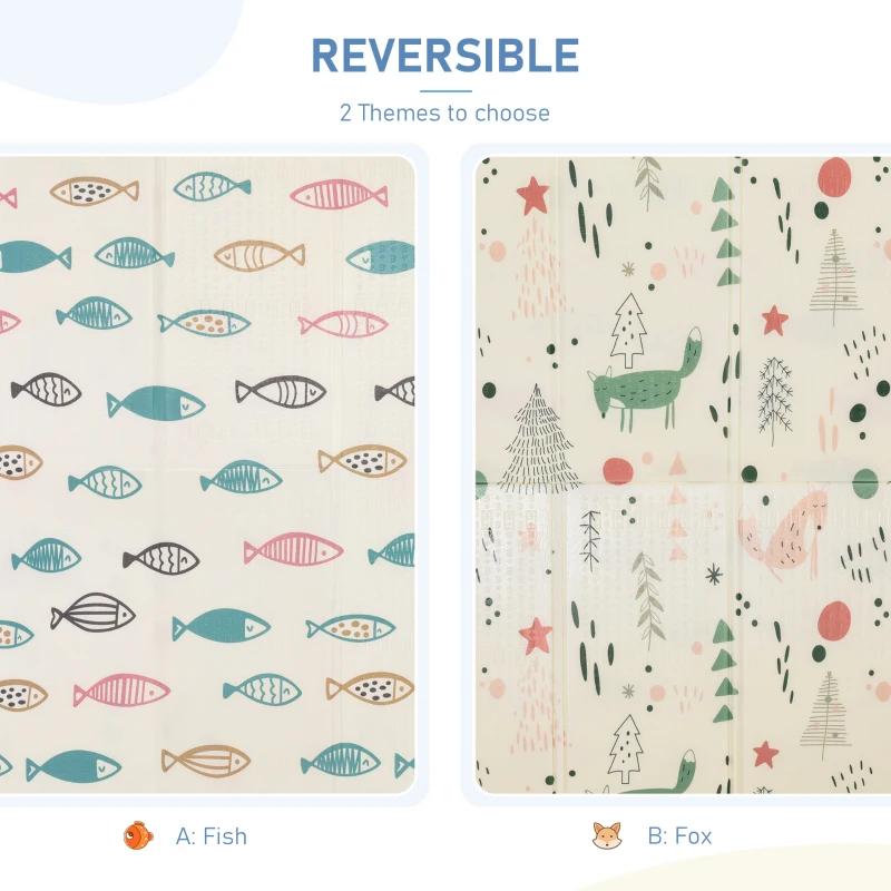 HOMCOM Foldable Baby Foam Play Mat Reversible Floor Play Crawling Mat Toddler Playmat Educational Waterproof 200 x 150cm x 1cm