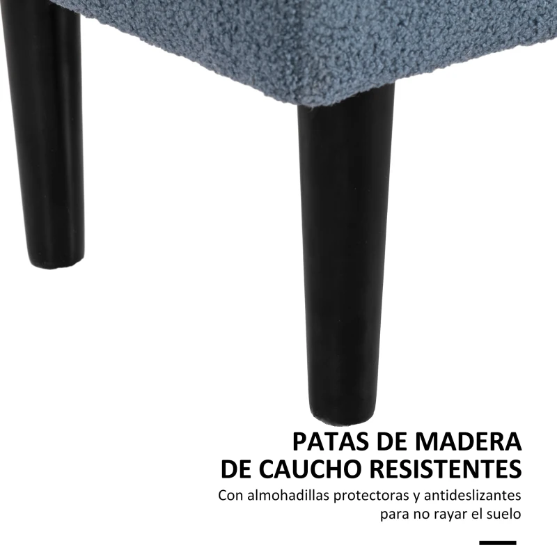 HOMCOM Banco de Pie de Cama Baúl de Almacenaje para Dormitorio con Tapa Abatible y Patas de Madera 95x38x45 cm Azul
