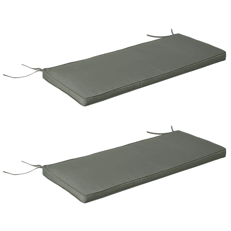 Outsunny Coussins de Banc de Jardin déhoussables - Coussins balancelle - Lot de 2 - dim. 120L x 50l cm - Rembourrage 5 cm - Cordons d'attache - Polyester Gris