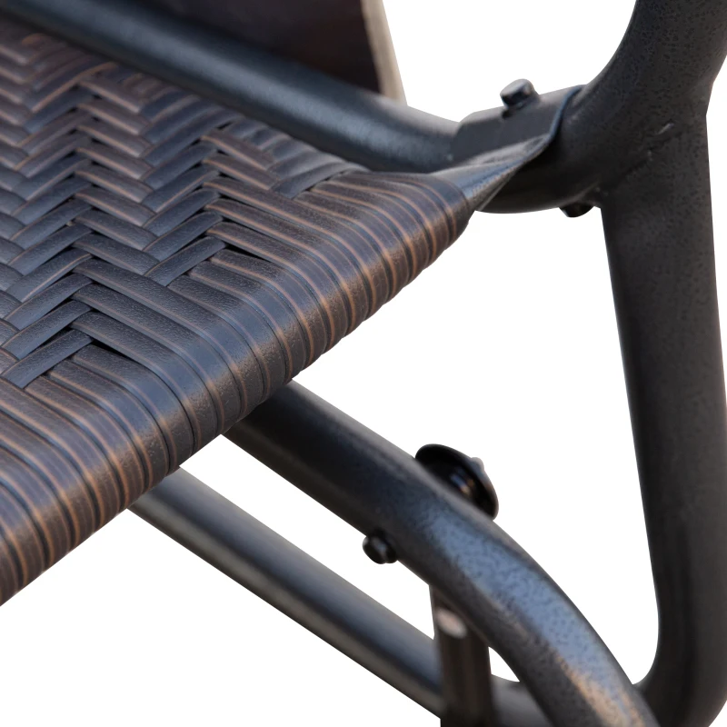 Outsunny Panchina a Dondolo da Giardino 2 Posti in Rattan e Acciaio con Tasche Laterali, 122x75x88cm Marrone e Nero