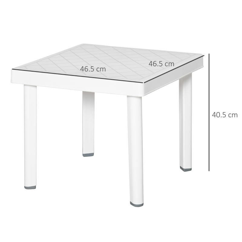 Outsunny Garden Side Table Plastic Outdoor Square Coffee End Table for Drink Snack, White