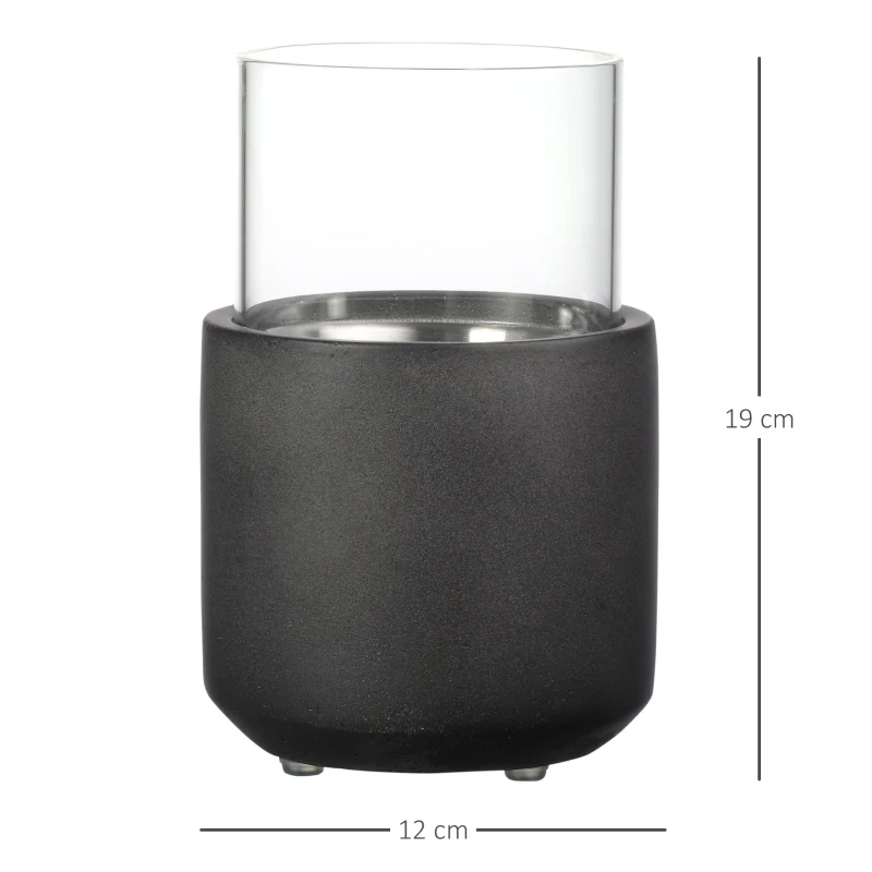 HOMCOM Chimenea Bioetanol Sobremesa Capacidad de 0,4L Combustión de 2,5h para Interior y Exterior 12x12x19cm Gris Oscuro