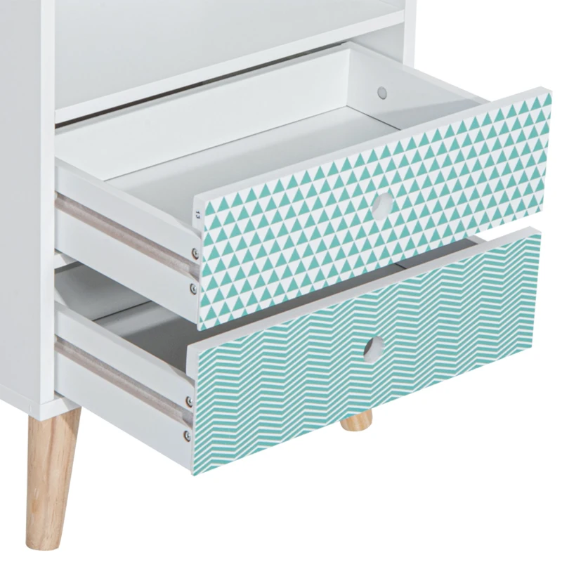 HOMCOM Cómoda de Madera Cajonera con 2 Cajones Mesita de Noche con Estante Abierto para Dormitorio Salón 45x30x65 cm Blanco