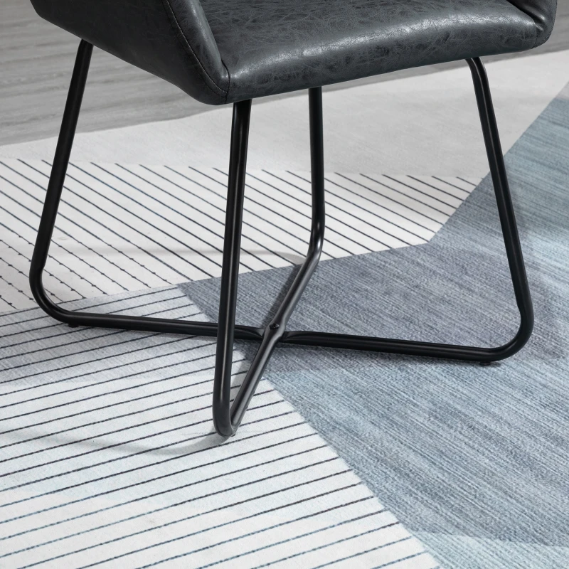 HOMCOM Set 2 Sedie Moderne per Sala da Pranzo, Cucina o Soggiorno, Sedie Imbottite in Similpelle Nera 60x56.5x85cm