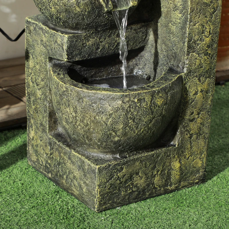 Outsunny Gartenbrunnen Wasserbrunnen Brunnen, verstellbare Geschwindigkeit, 25 x 24 x 60 cm, Schwarz