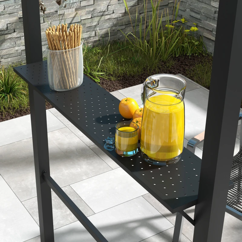 Outsunny Grillpavillon, 2 Seitenablagen, Haken, Stahlrahmen, 1,1 x 2,3m, Khaki(m-9)