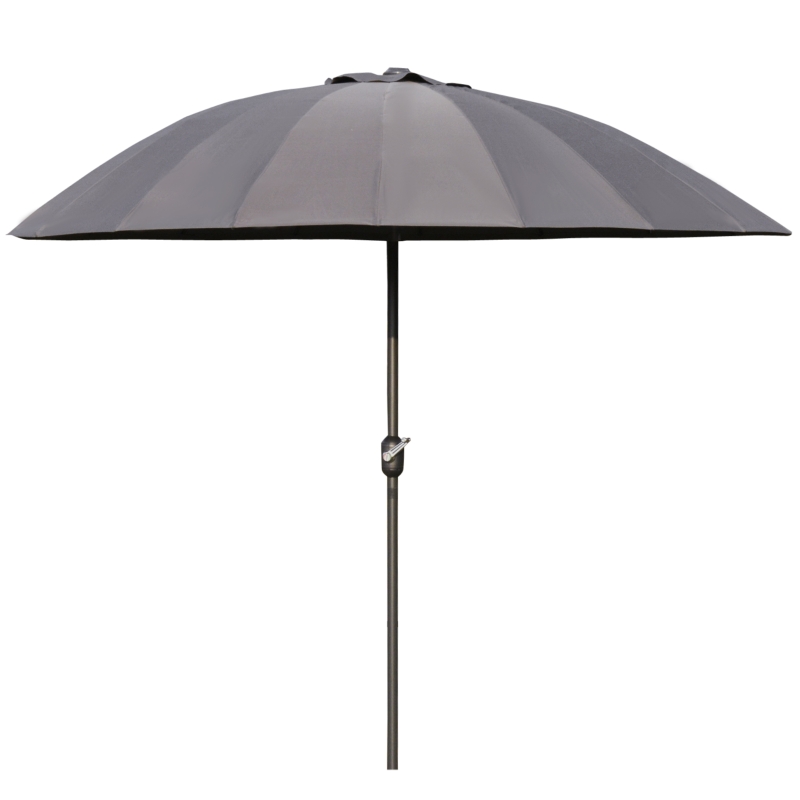 Outsunny Ombrellone da Giardino e Terrazza Ø2.5x2.5 m con Manovella, 18 Stecche e Testa Inclinabile, Grigio Scuro