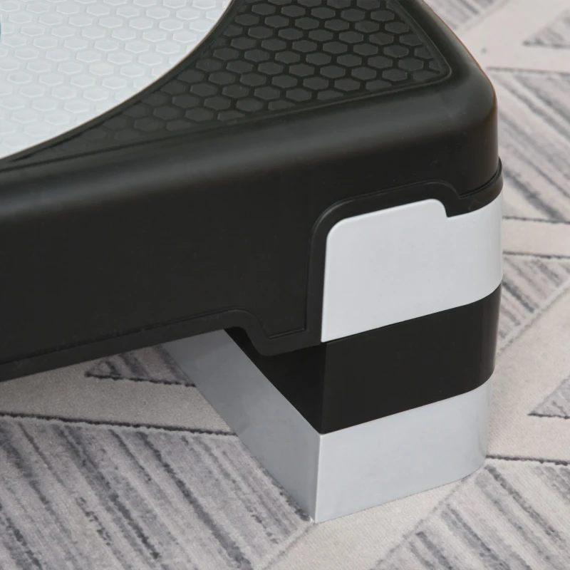 HOMCOM Stepper da Aerobica Regolabile in Altezza 10-15-20 cm Antiscivolo, Nero e Grigio