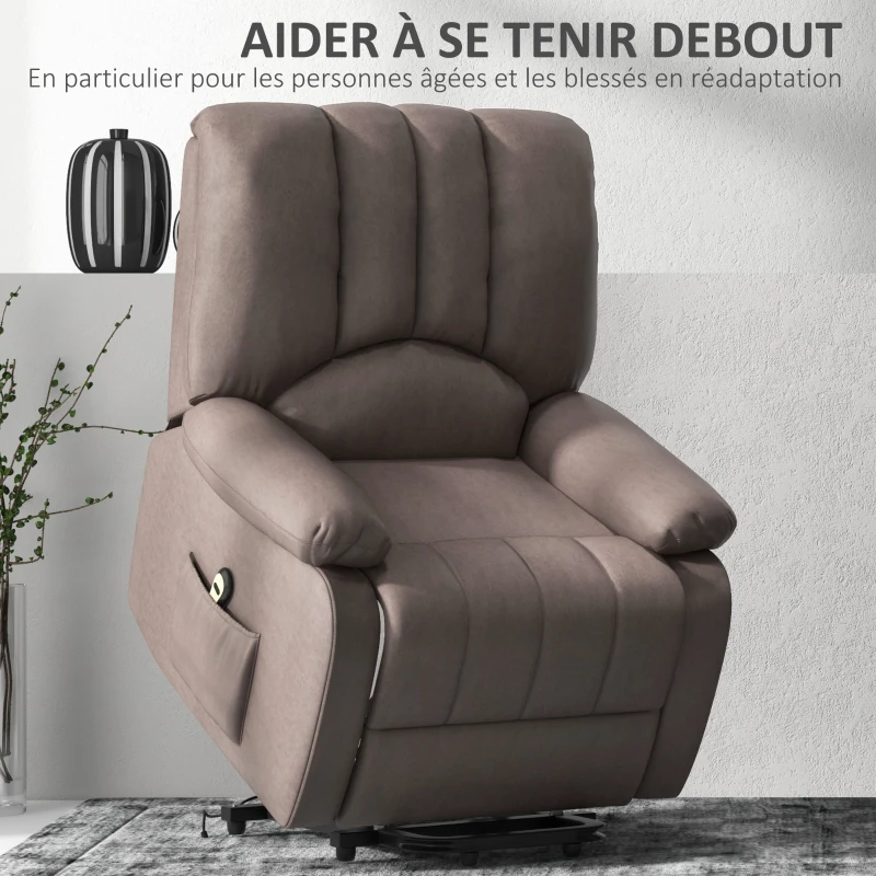 HOMCOM Fauteuil relax inclinable électrique releveur avec repose-pied et télécommande 86 x 92 x 102 cm gris