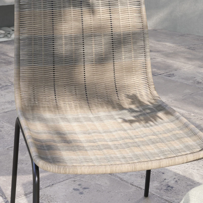 HOMCOM Set 2 Sedie da Giardino e Interno Stile Boho con Schienale Basso e Rivestimento in Rattan PE, Giallo