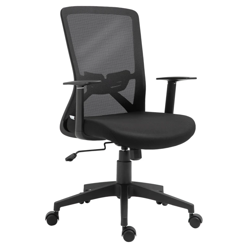 Vinsetto Silla de Oficina Altura Ajustable Reposabrazos Soporte Lumbar Respaldo Transpirable y Basculante 62x56x95-103 cm Negro
