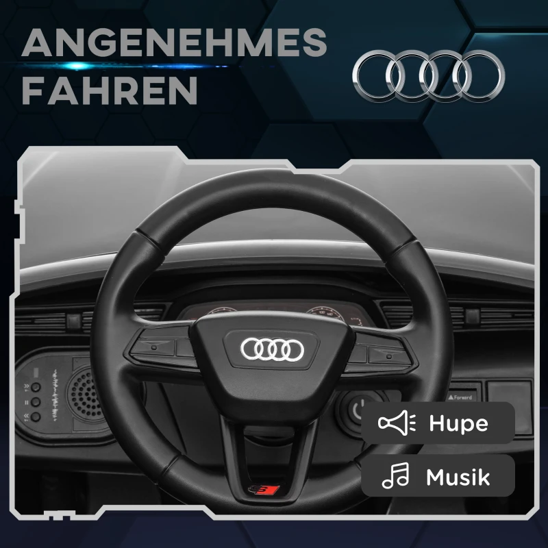 AIYAPLAY Elektro-Kinderauto, 12V Audi Q8, 3-5 km/h, Fernsteuerung, Scheinwerfer, Musik, Grau