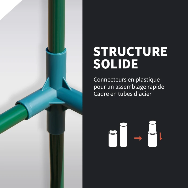 Outsunny Serre de Jardin Serre à tomates Filet Protection Solaire Anti-UV ombrage 50-60% 2 Portes zippées enroulables Acier HDPE Vert foncé Noir