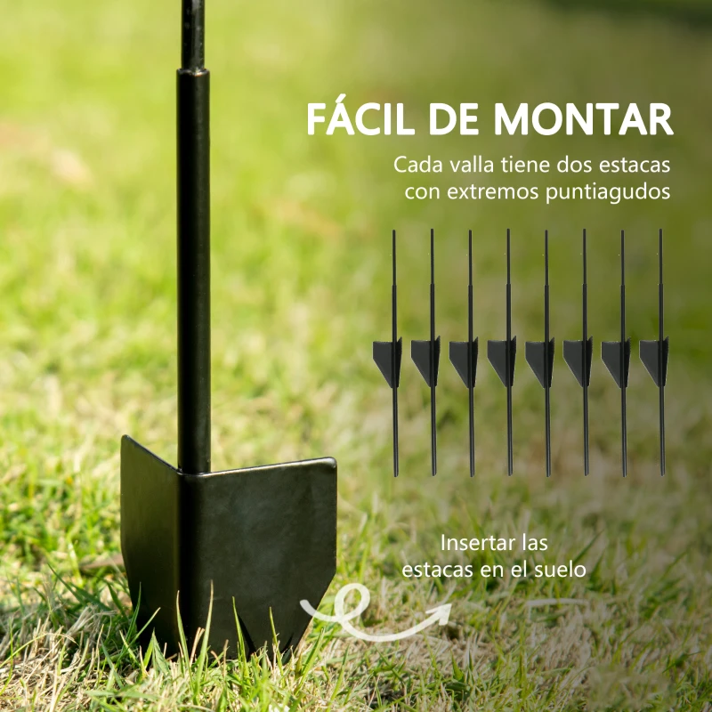 Outsunny Valla Decorativa de Jardín de 4 Paneles 88x110 cm con Diseño de Patrón de Rejilla y Ángulo Ajustable Negro