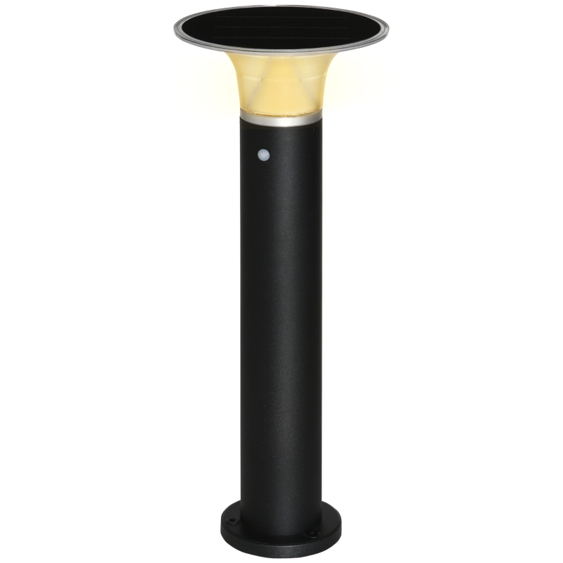 Outsunny Solarlampen für Außen Gartenleuchte mit Solarpaneel Ø23,5 x 60 cm Schwarz LED Solarbetrieben Aluminium Rahmen 2 Lichtmodi Garten Gartenbeleuchtung Außenbeleuchtung