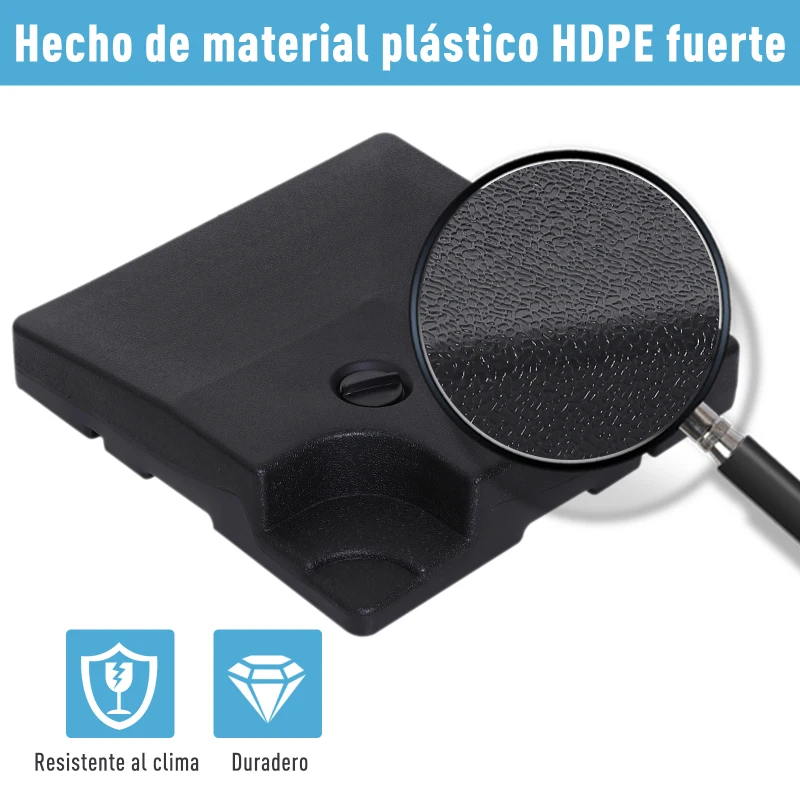 Outsunny Pesos para Base Cruzada de Sombrilla Parasol 4 Piezas Rellenables con Agua de 20 kg o Arena de HDPE de 30 kg 51x51x12cm Negro