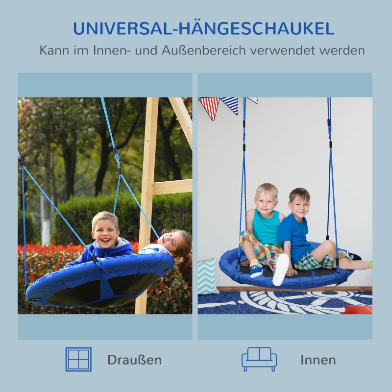 HOMCOM Ø100 cm Nestschaukel Kinderschaukel Vogelnestschaukel Outdoor Schaukel für Kinder Garten Oxford Blau