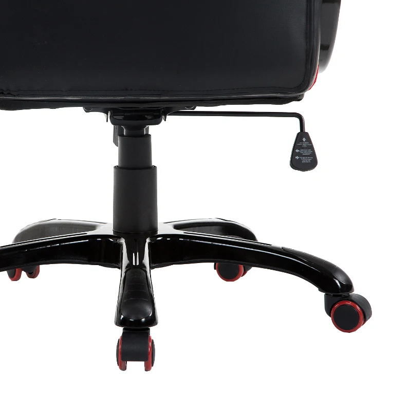 HOMCOM Chaise racing de bureau siège fauteuil sport gaming pivotant hauteur et dossier réglables accoudoirs rembourrés revêtement synthétique rouge et noir