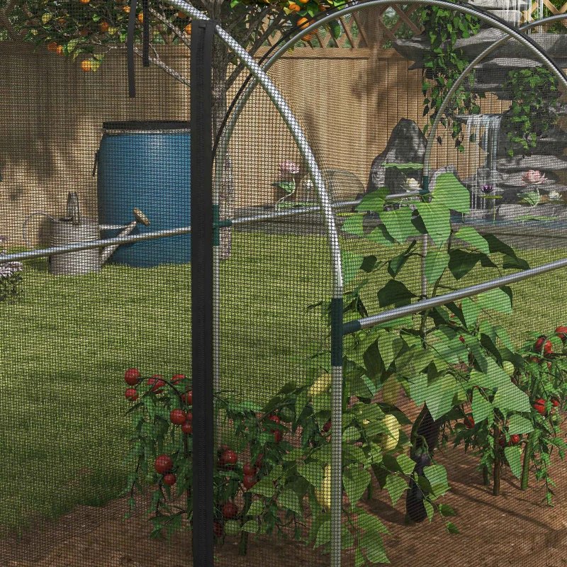 Outsunny Serra per Piante con Rete a Tunnel, con Porta a Cerniera, 1.2x3x1.5m, Nero