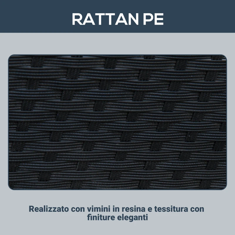 Outsunny Set Mobili da Giardino 5pz Set Tavolo da Pranzo con 4 Sedie con Cuscini Combinabili a Rettangolo, Nero, 109x109x72 cm