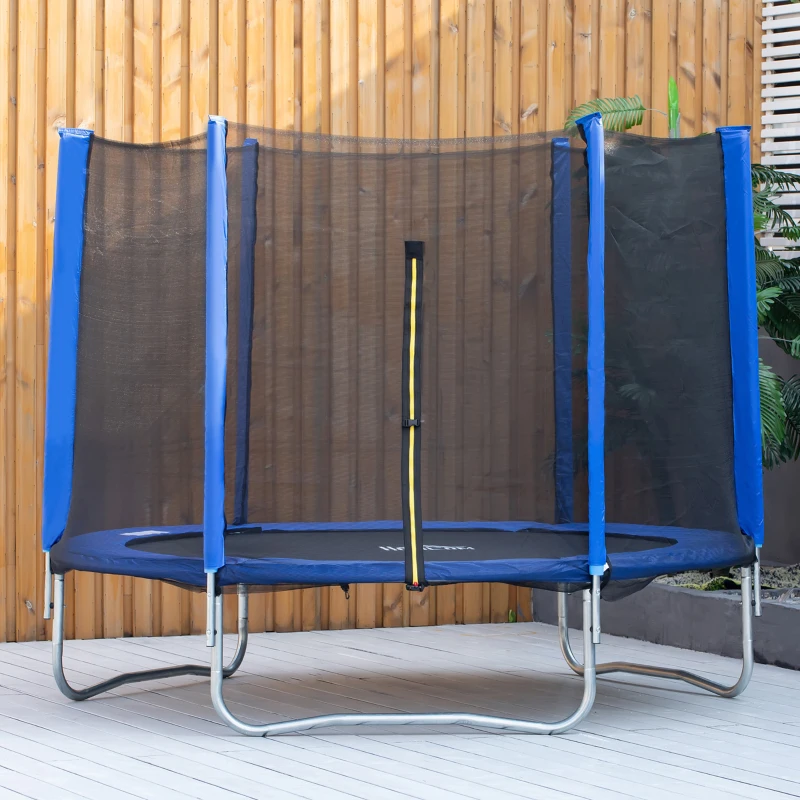 HOMCOM Trampolino Elastico Esterni con Rete di Sicurezza e Pali Imbottiti per Adulti e Bambini, 244x244x205cm
