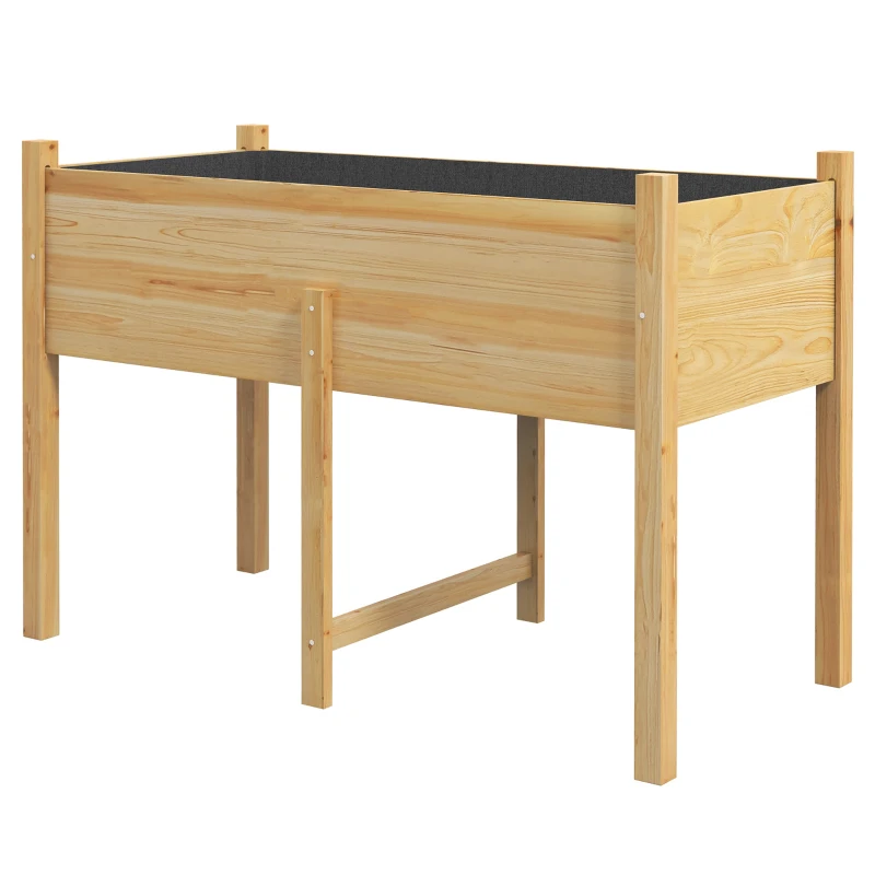 Outsunny Orto Rialzato con 2 Fori di Drenaggio e Sacca in Tessuto non Tessuto, in Legno di Abete, 115x55x80 cm