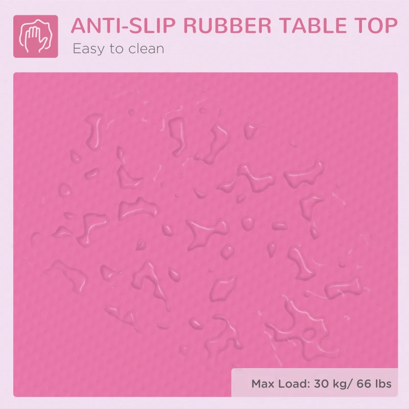 PawHut 32" Foldable Dog Grooming Table Pet Drying Beauty Table Adjustable Fixed Arm Rubber Top, Pink