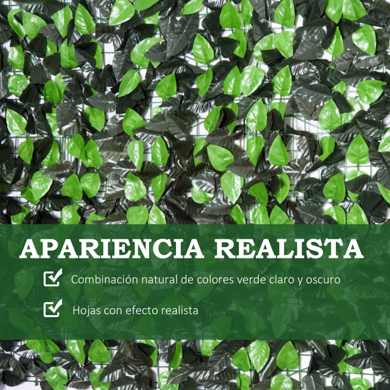 Outsunny Seto Artificial en Rollo 3x1 m Pantalla de Cerca de Privacidad para Balcón Valla Jardín Exterior Planta Decorativa de Pared PE Verde(m-5)